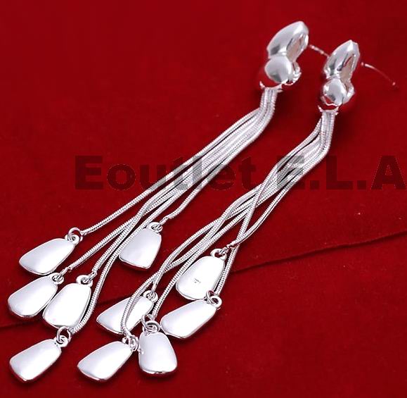 95mm PUFF BUTTERFLY SILVER DANGLE EARRINGS